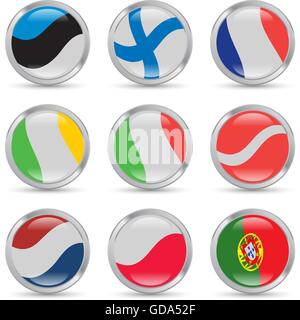 European flags icons Stock Vector