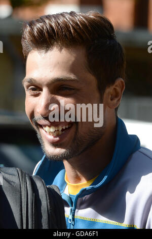 Pakistan's Mohammad Amir arrives during day one of the Investec Test match at Lord's, London. Stock Photo