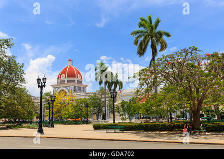 Parque Marti with Palacio de Gobierno, Government Palace (City Hall), in French colonial architecture, Cienfuegos, Cuba Stock Photo