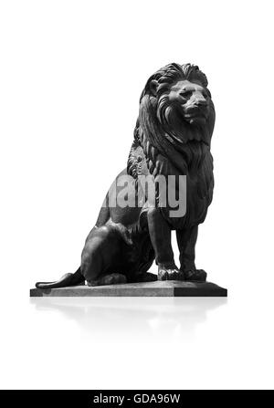 Qasr El-Nile Lion Statue Isolated on White Background Stock Photo