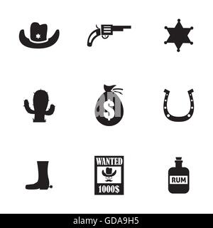 Wild west icons black Vector illustration isolated Stock Vector Image ...