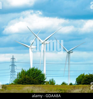 Wind Turbines on farmland near Donington, Lincolnshire, UK Stock Photo