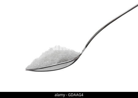 Teaspoon Full of Sugar Isolated on White Background Stock Photo - Alamy