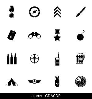 Vector black  military icons set Stock Vector