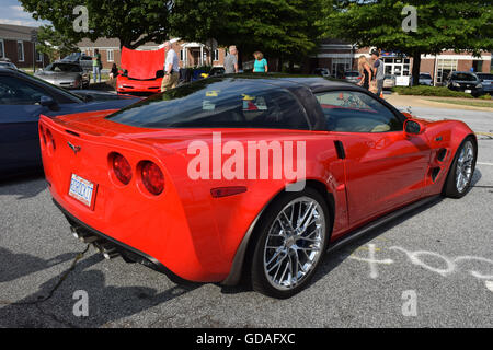 A C6 Corvette at a car show. Stock Photo