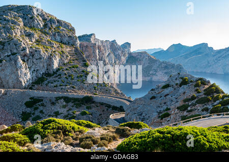 Cap Formentor Mallorca, Spain, winding roads Stock Photo