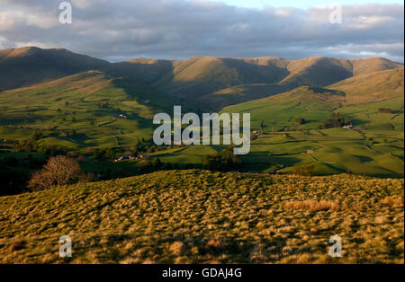 View from Fox's Pulpit across the Lune Valley to The Howgills,  Cumbria, England, UK
