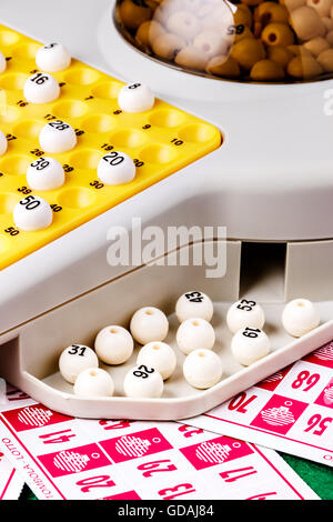 Bingo game with cards to play. Vertical image Stock Photo