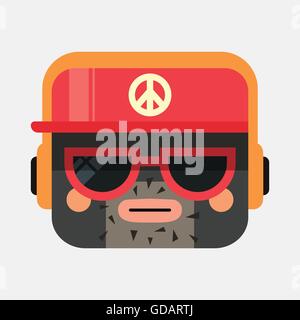 Rapper avatar illustration. Trendy gangsta squared icon in flat style Stock Vector