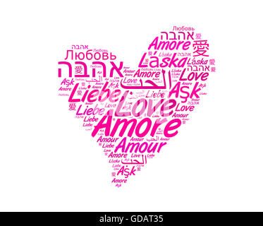 Love concept word cloud in many languages of the world Stock Photo