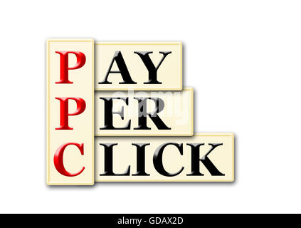 PPC -  Pay Per Click acronym on white background Stock Photo