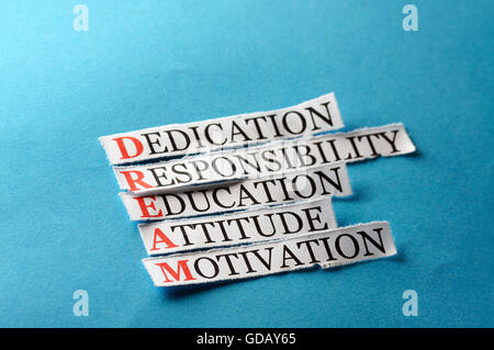 Dream acronym concept , words on cut paper hard light Stock Photo