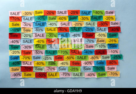 Sale Word Cloud printed on colorful paper Stock Photo