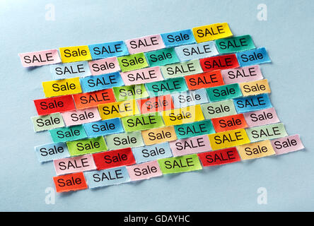 Sale Word Cloud printed on colorful paper Stock Photo