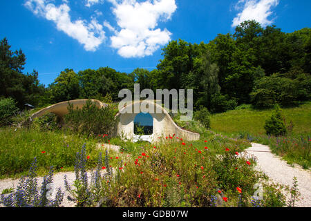earth house,green roof,Switzerland Stock Photo