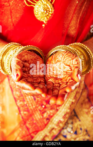 1 indian Adult Woman Bride Hand Palm Showing Stock Photo