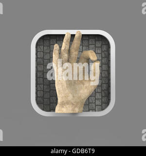 shiny hand showing OK rounded square application icon 3d Stock Photo ...