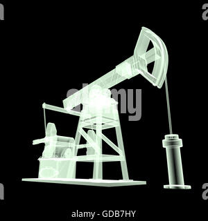 High detailed x-ray pump-jack, oil rig. isolated  rendering.  fuel industry, economy crisis illustration. Stock Photo