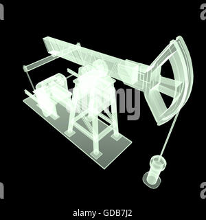 High detailed x-ray pump-jack, oil rig. isolated  rendering.  fuel industry, economy crisis illustration. Stock Photo