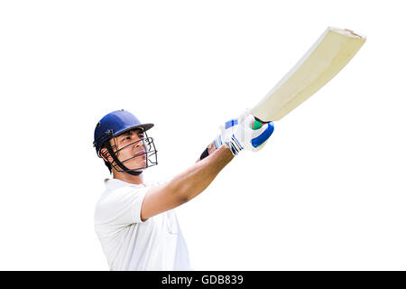 One Indian Young man Cricketer Hitting Ball Cricket Sport Game Stock Photo