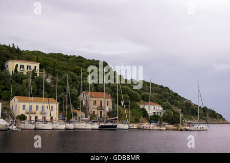 The beautiful gulf of Kioni, Ithaca island, Greece, at dusk Stock Photo