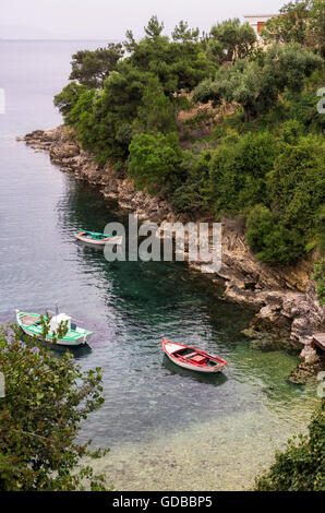 The beautiful gulf of Kioni, Ithaca island, Greece, at dusk Stock Photo