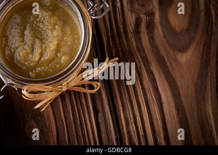 Natural diy green chilli sauce Stock Photo