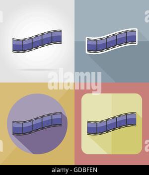 movie film flat icons vector illustration isolated on background Stock Vector