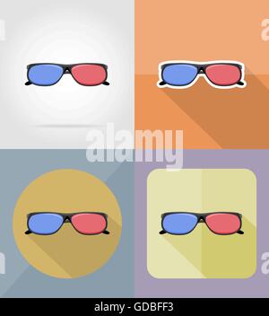 cinema glasses flat icons vector illustration isolated on background Stock Vector