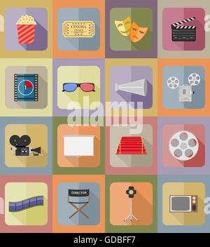 cinema flat icons flat icons vector illustration isolated on background Stock Vector