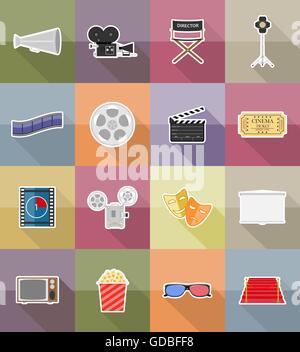 cinema flat icons flat icons vector illustration isolated on background Stock Vector
