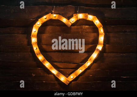 heart of lights on a dark background Stock Photo