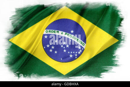 Brazilian flag on plain background Stock Photo