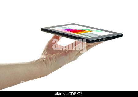 The tablet-pc helps with the business life Stock Photo