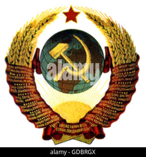 heraldry, coat of arms, Russia, state coat of arms of the Union of the Socialistic Soviet Republics (USSR), 1922 - 1991, Additional-Rights-Clearences-Not Available Stock Photo