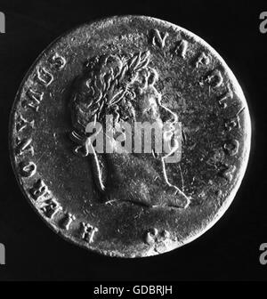 Bonaparte, Jerome, 15.11.1784 - 24.6.1860, King of Westphalia 1807 - 1813, portrait, coin-portrait, early 19th century, Stock Photo