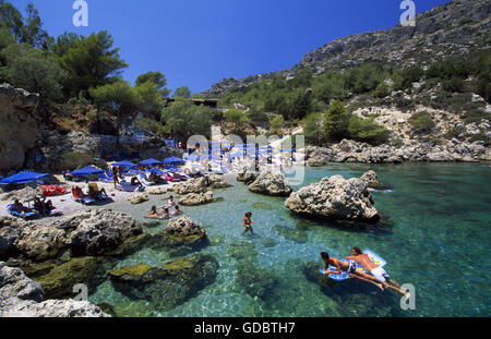 Anthony Quinn Bay nearby Faliraki, Rhodes Island, Dodecanese, Greece Stock Photo