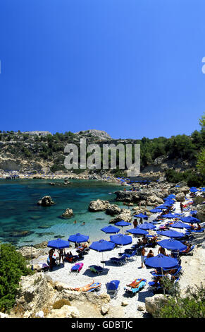 Anthony Quinn Bay nearby Faliraki, Rhodes Island, Dodecanese, Greece Stock Photo