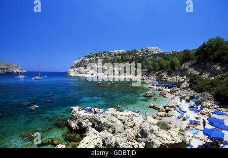 Anthony Quinn Bay nearby Faliraki, Rhodes Island, Dodecanese, Greece Stock Photo