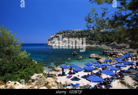 Anthony Quinn Bay nearby Faliraki, Rhodes Island, Dodecanese, Greece Stock Photo