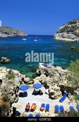 Anthony Quinn Bay nearby Faliraki, Rhodes Island, Dodecanese, Greece Stock Photo