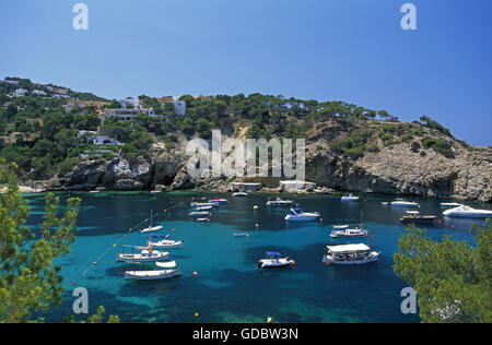 Sailing Boats at Cala Vadella, Ibiza, Balearic Islands, Spain Stock Photo