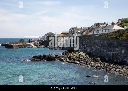 Fishing boats in the harbour at Coverack, Lizard Peninsula, Cornwall, England, UK Stock Photo