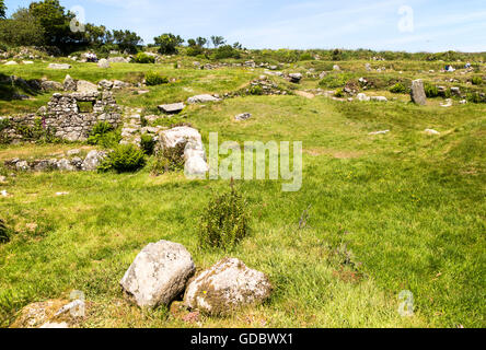 Carn Euny prehistoric village, Cornwall, England, UK Stock Photo