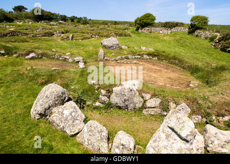 Carn Euny prehistoric village, Cornwall, England, UK Stock Photo