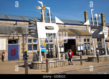 Railway station exterior, Penzance, Cornwall, England, UK Stock Photo