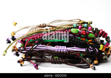 Beautiful necklace closeup on white background,shallow focus Stock Photo