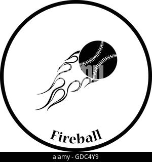 Baseball fire ball icon. Thin circle design. Vector illustration. Stock Vector