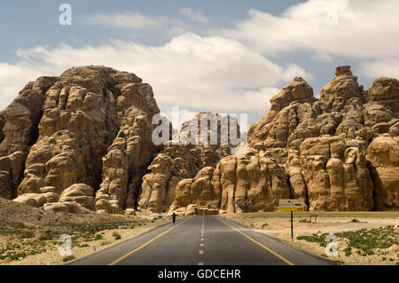Road, Beida, also known as 'Little Petra', Jordan, Middle East Stock Photo