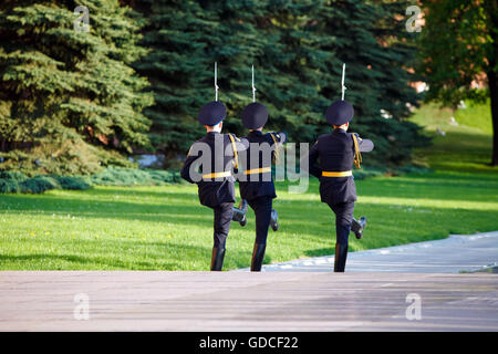 Changing guard soldiers in Alexander's garden near eternal flame Stock Photo